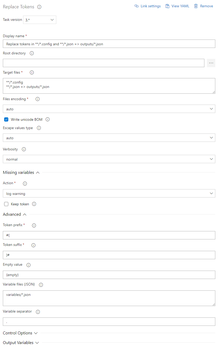 Replace Tokens parameters