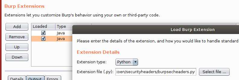 Load the burpsecheaders.py file