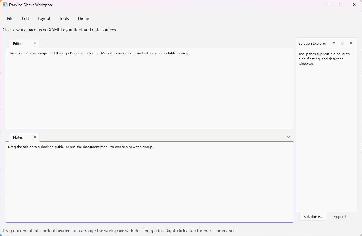 Classic docking application window in the light theme