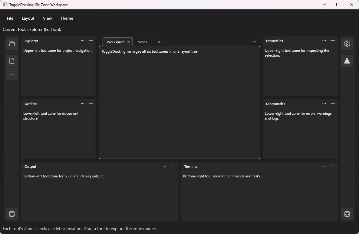 Toggle docking application window in the dark theme