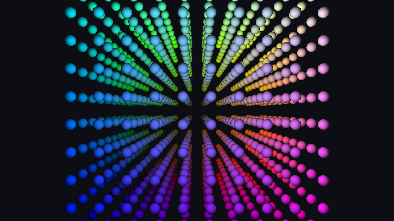 A culled grid of spheres emitted by task and mesh shaders