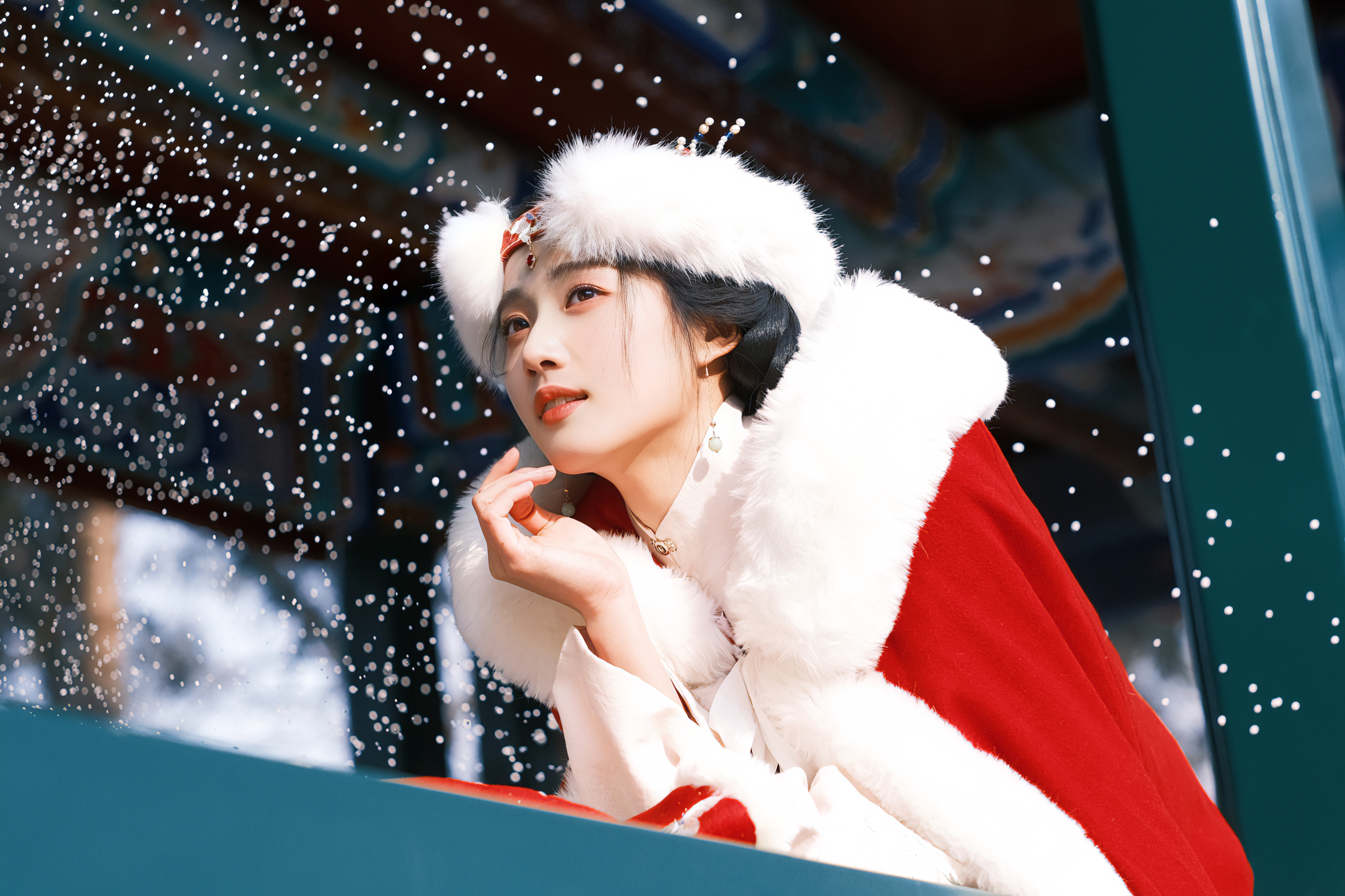 演示原图：古风女子雪景摄影