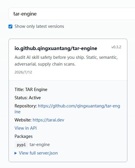 TAR Engine on the official MCP Registry