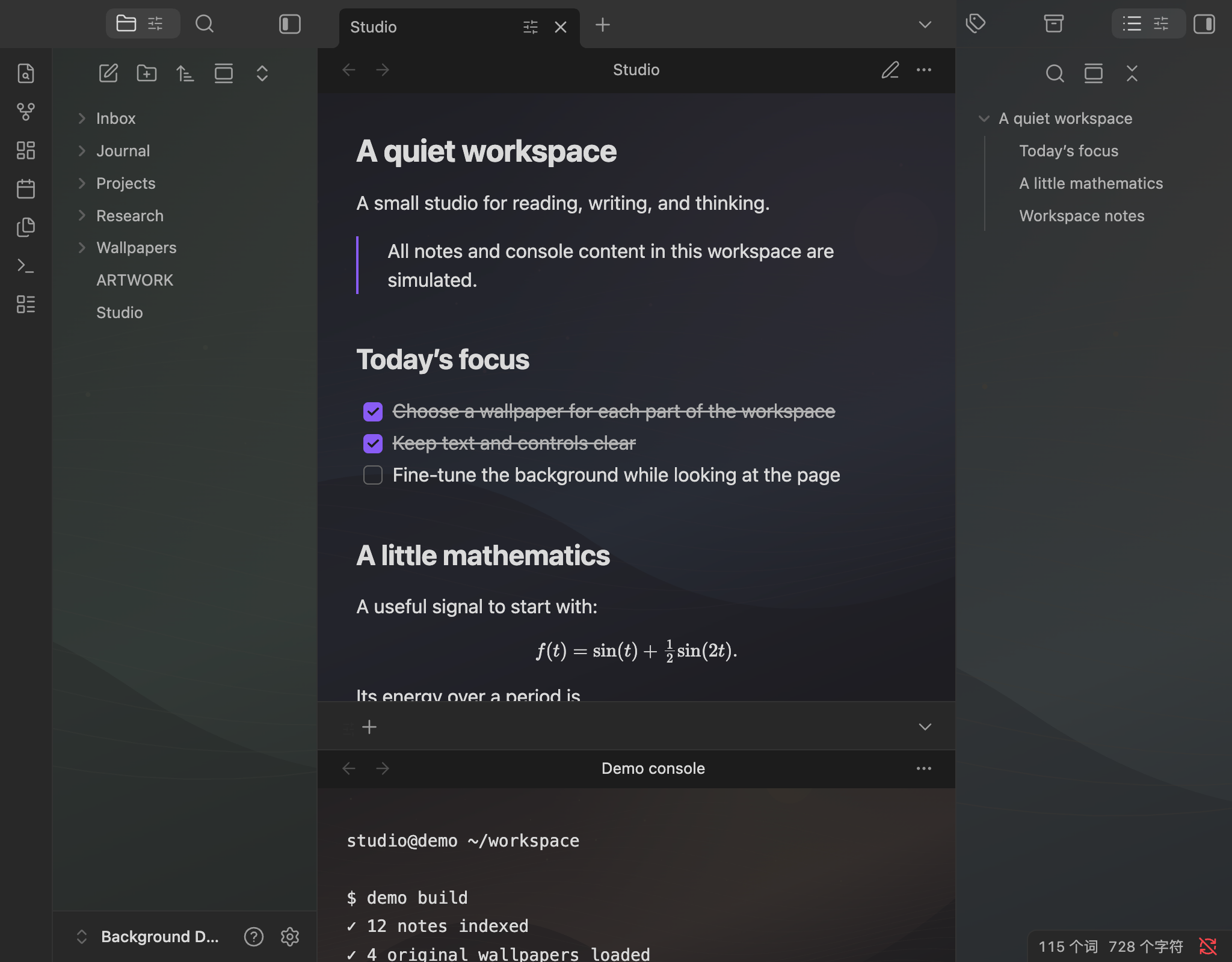 Original wallpapers in a simulated workspace