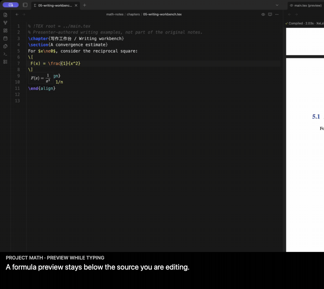 Formula preview follows the cursor