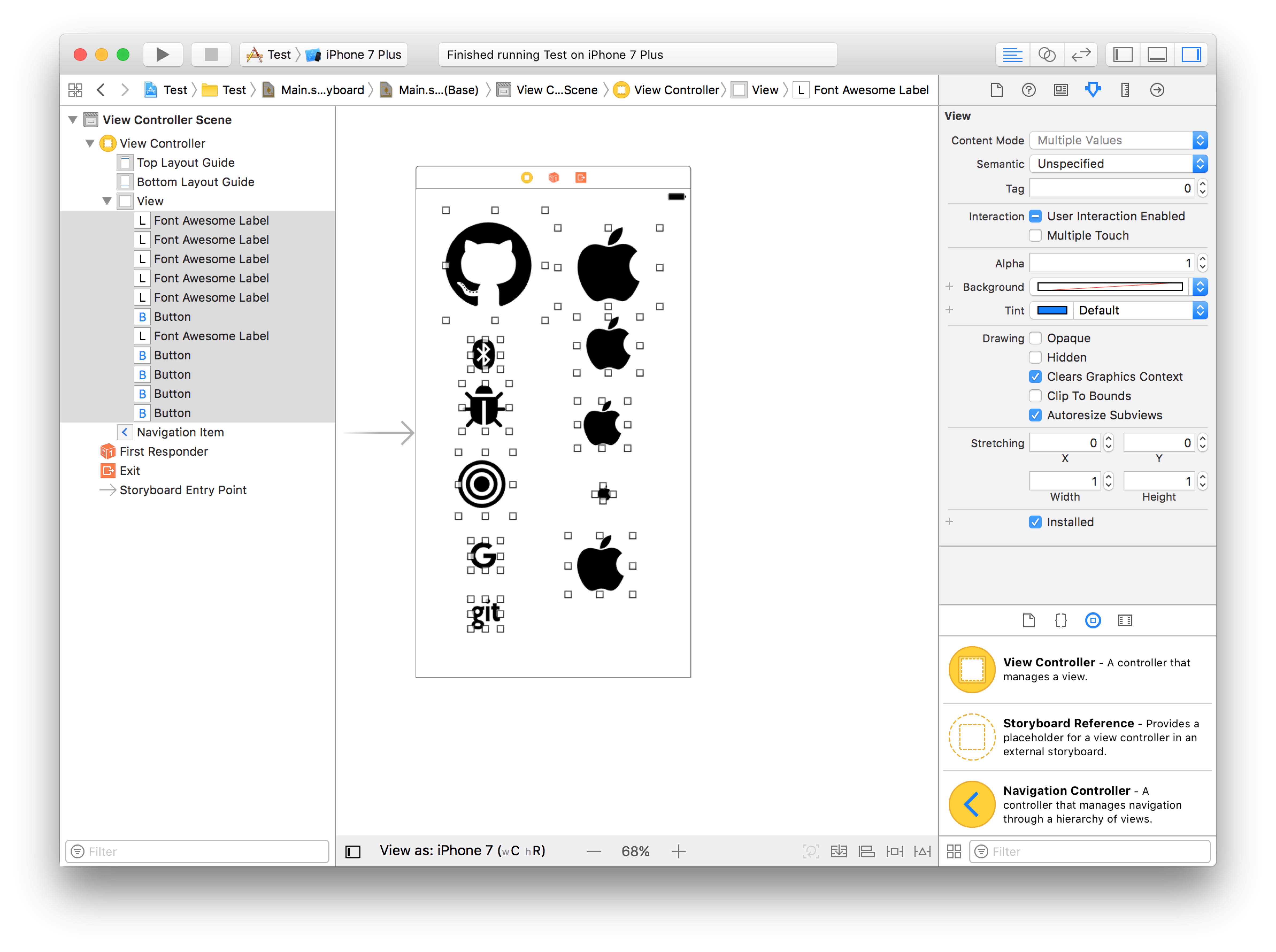 FontAwesomeKit.Swift For Storyboard