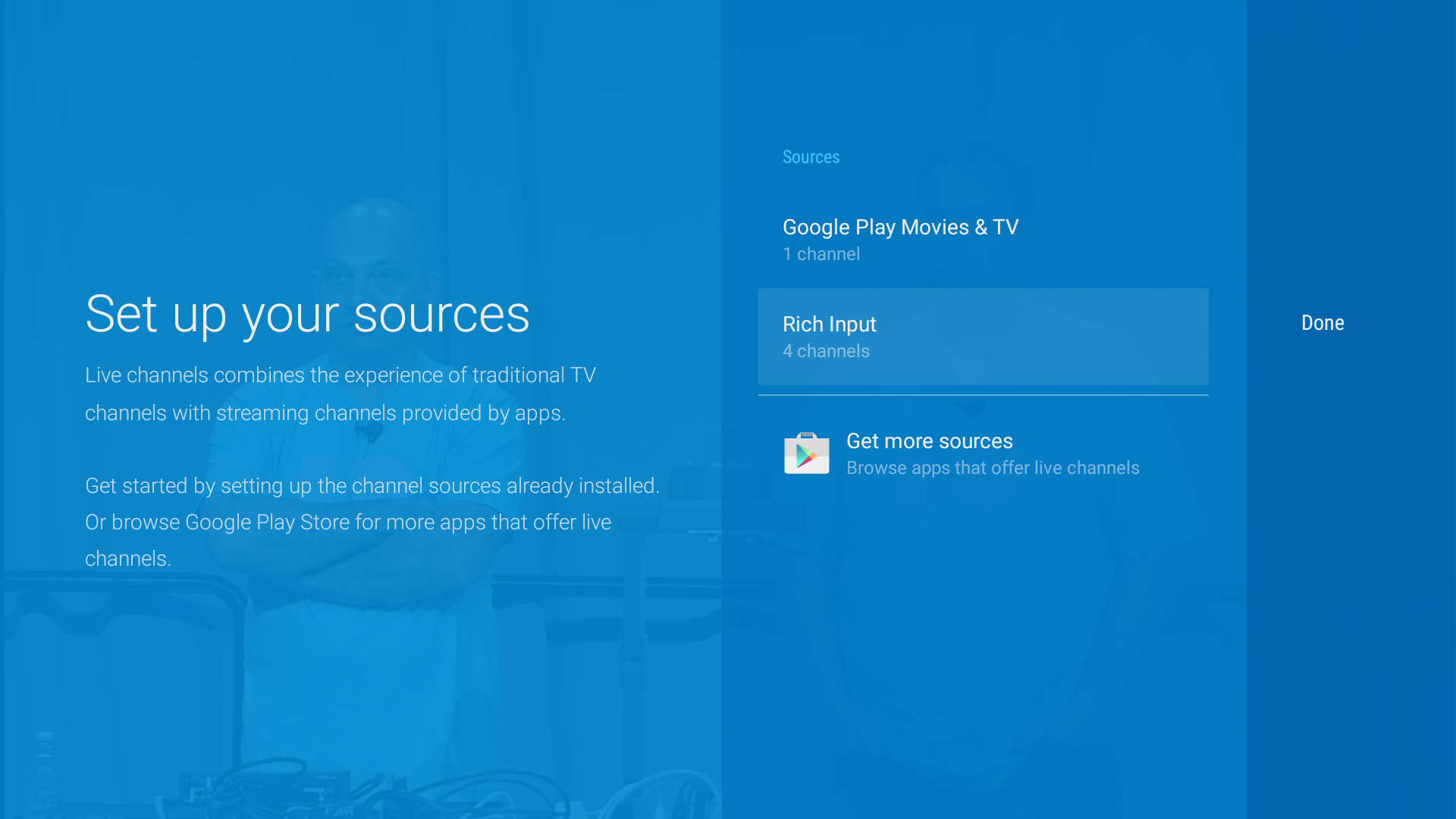 TV options:channel sources