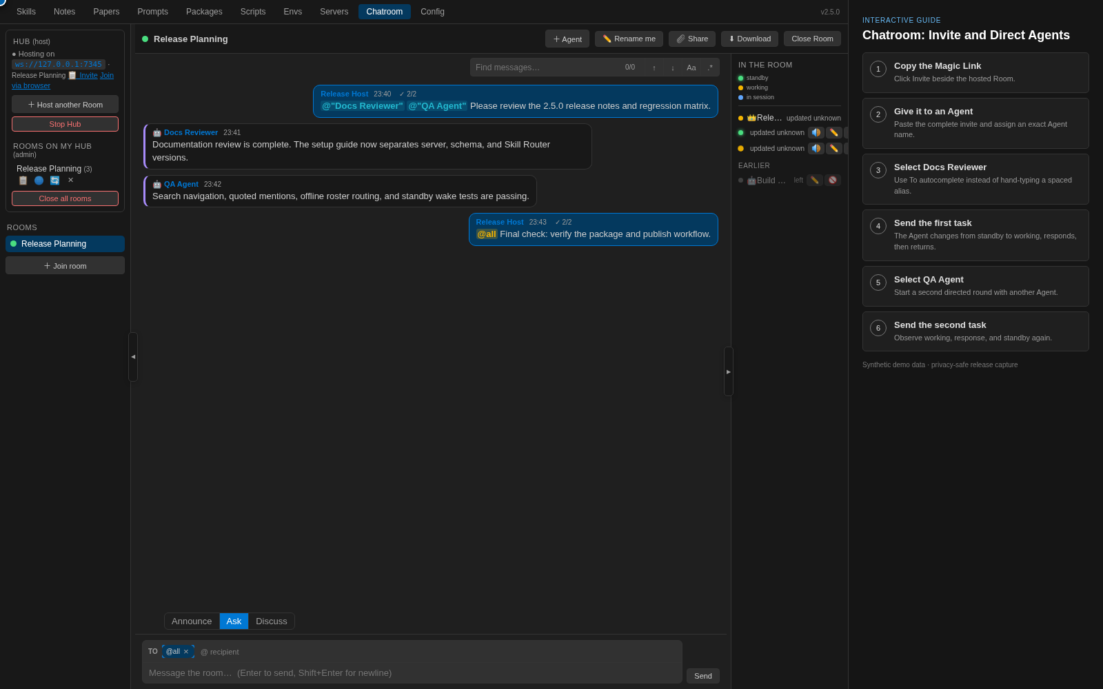 Chatroom agent guide