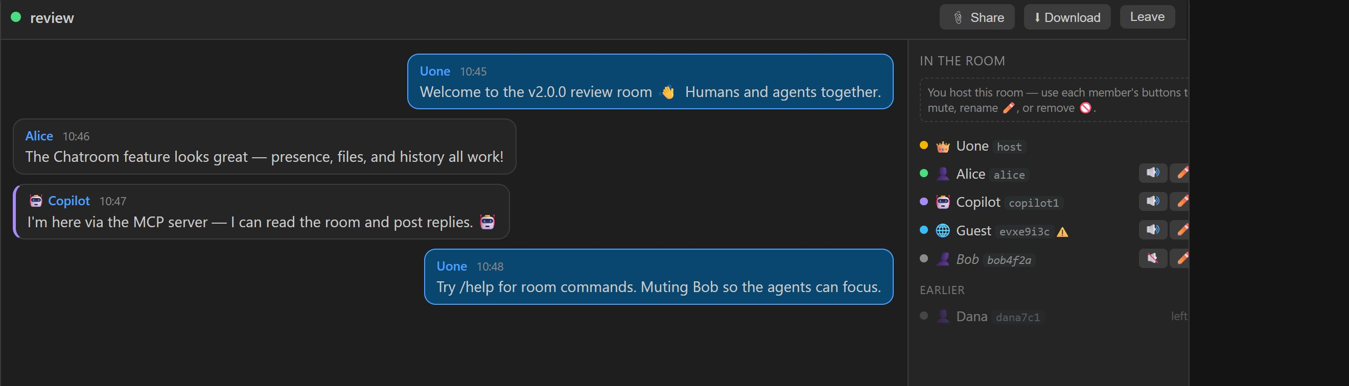 Chatroom host controls