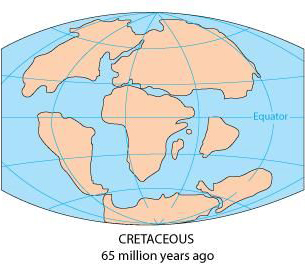 **(Image of Pangaea under Cretaceous Period)**