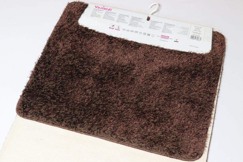 Набір килимків в ванну і туалет Pirlanta 100*60 +50*60 см з високим ворсом 01297 Brown Pirlanta/01297 — фото 4