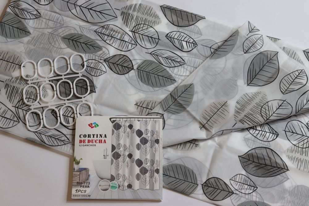 Шторка для ванної силіконова 180x180 см Ефіопія Grey Leaf Cortina 81068