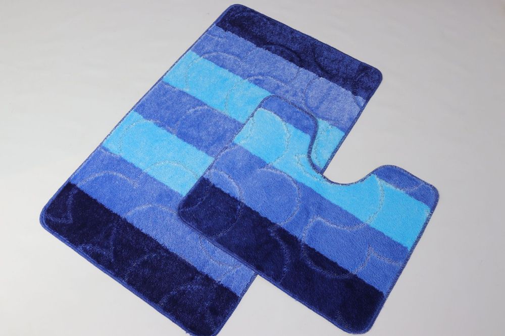 Набір килимків для ванної та туалету Vonaldi Multicolor 100*60 см та 50*60 см 05257 синій