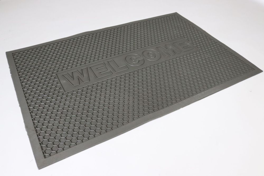 Килимок вхідний гумовий соти Welcome 60*90 см 2607/grey