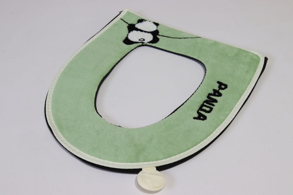Накладка на ободок унітазу м'яка на блискавці Panda 0047/green