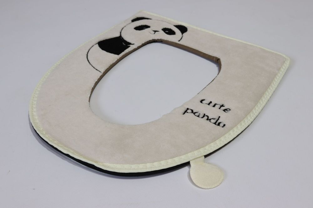 Накладка на ободок унітазу м'яка на блискавці Panda 0047/beige