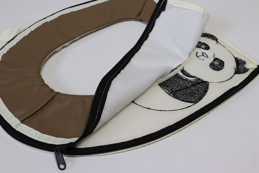 Накладка на ободок унітазу м'яка на блискавці Panda 0047/beige — фото 3