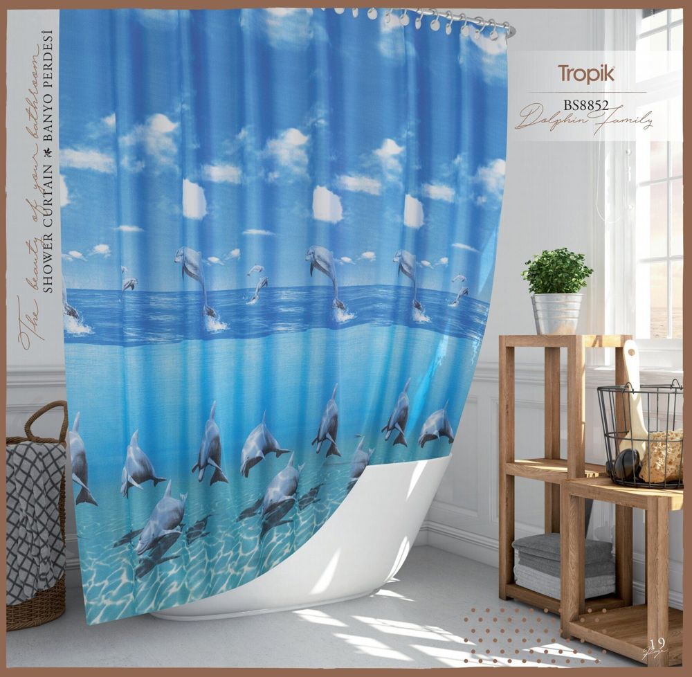 Штора для ванной Тропік Dolphin famile 180*200 см PB291