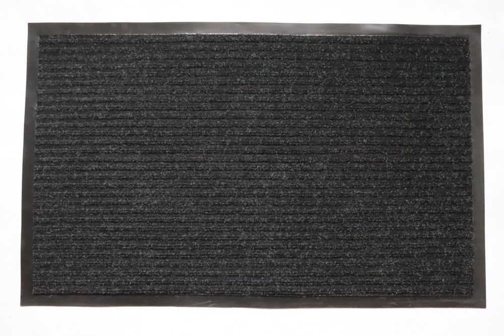 Килимок вхідний у смужку рубчик 80x120 см чорний PB688