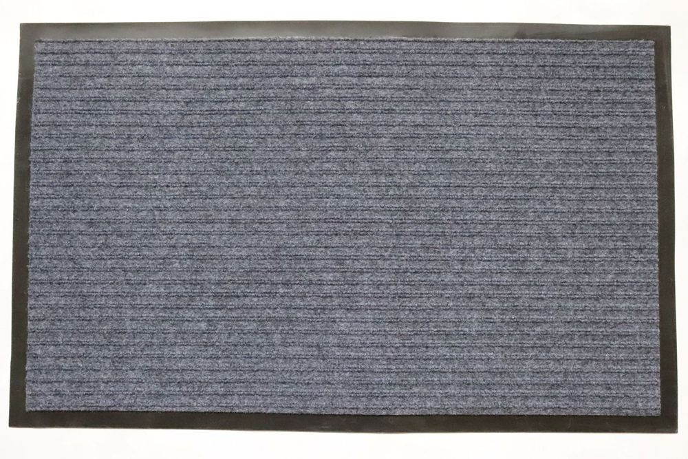 Килимок придверний у смужку рубчик 45x75 см сірий PB914