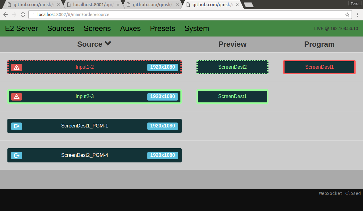 Web UI Main view