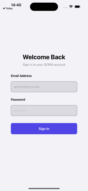 Login form on iOS