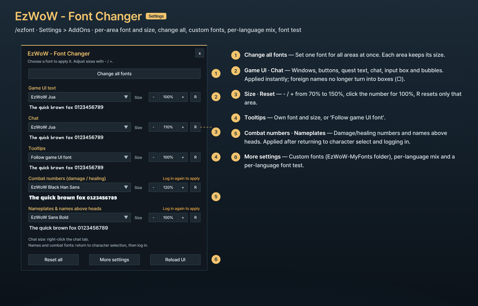 Settings window