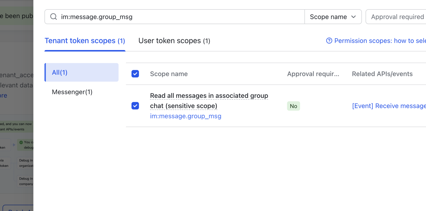 Add group message permission