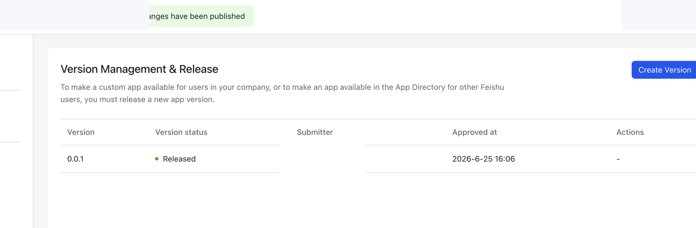 Published app version