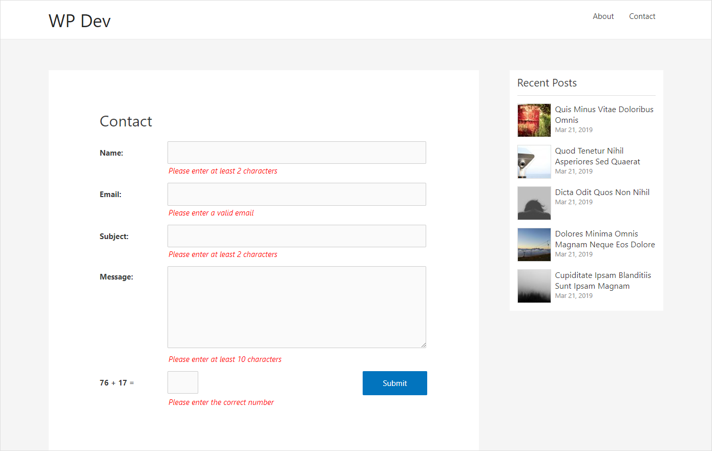 Form error messages