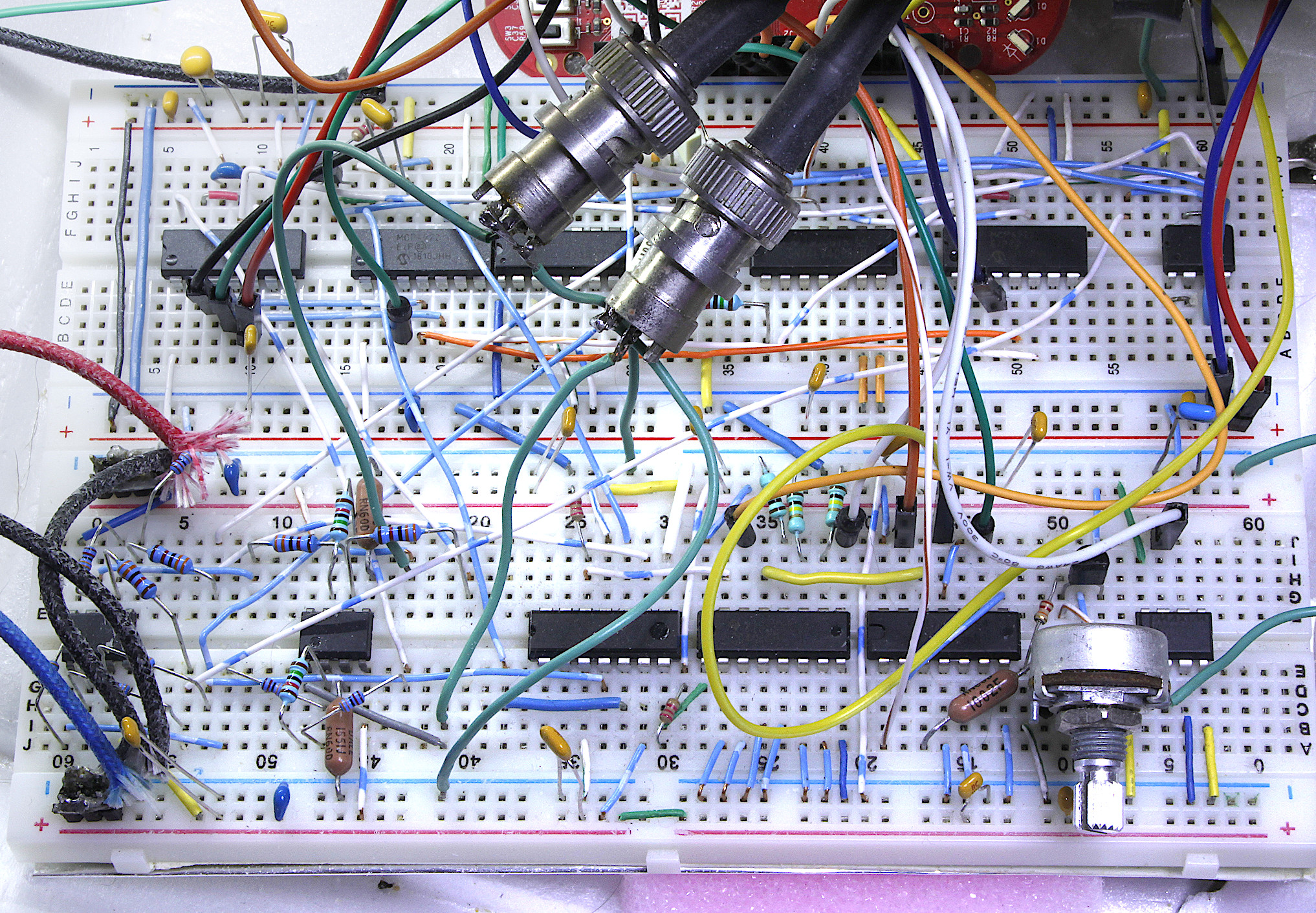 Breadboard close to first PCB version