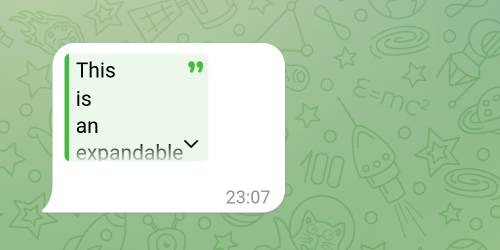 Expandable blockquote message screenshot.