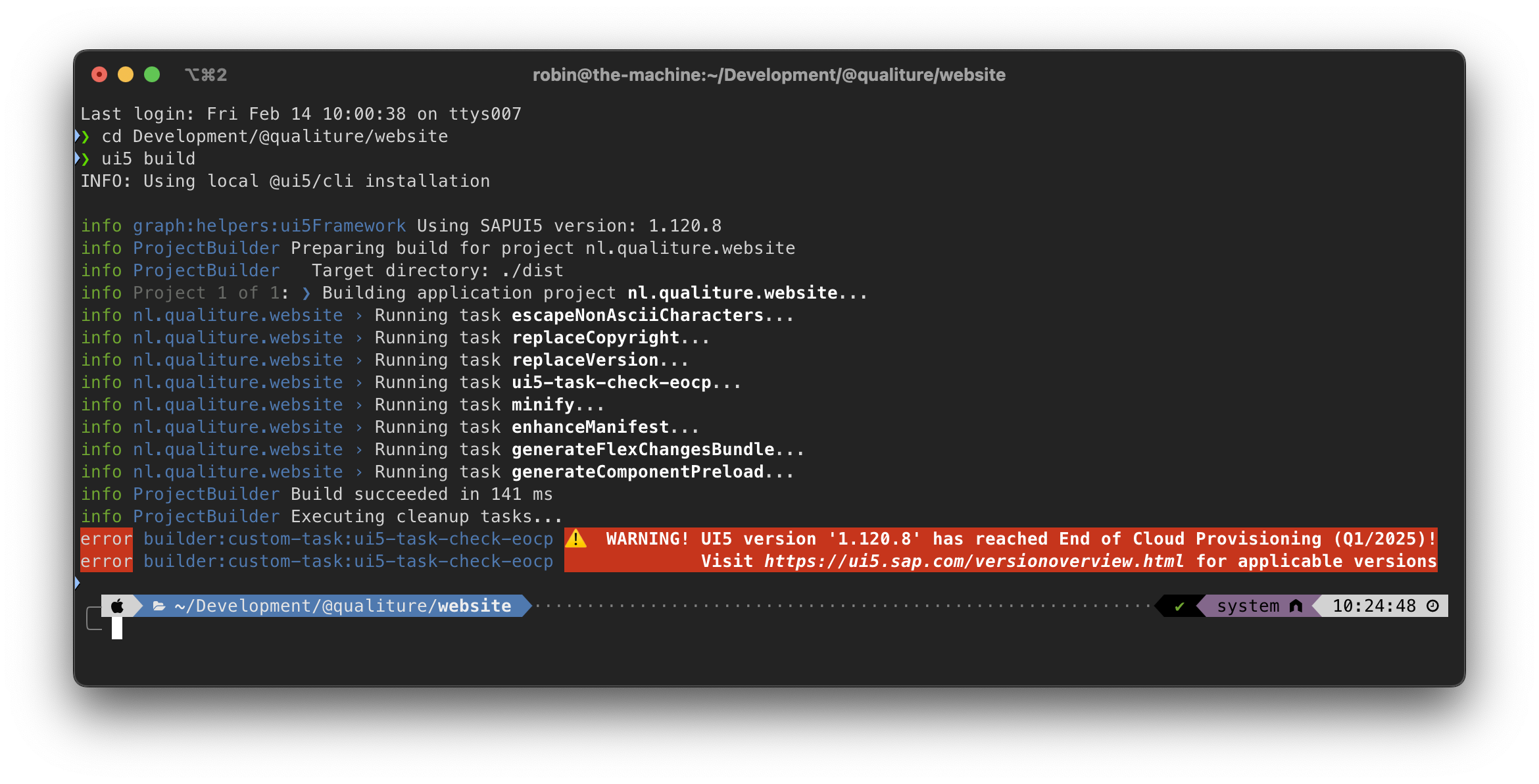 Example of the task's output