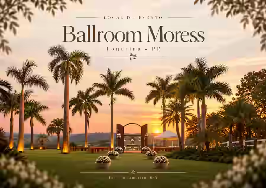 Área externa do Ballroom Moress ao entardecer