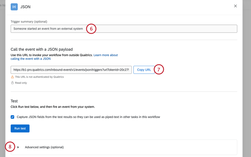 adding a trigger summary and copying the URL