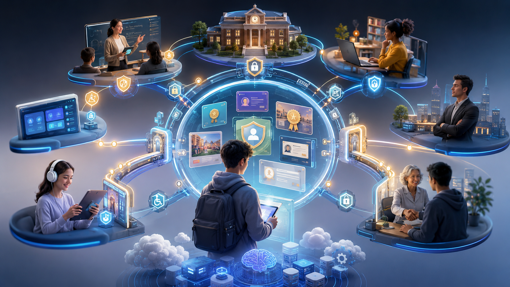 AI + dữ liệu + credential + governance → được con người kiểm soát → tạo hệ sinh thái học tập đáng tin cậy.