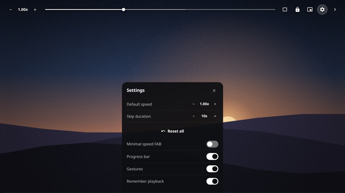 Halo theme with the settings sheet open