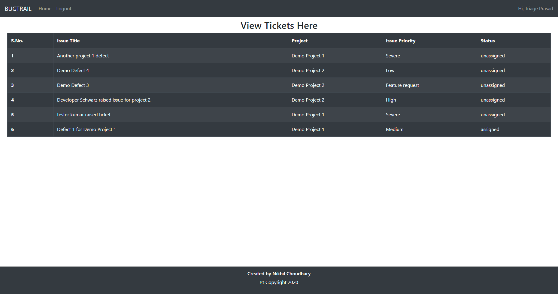 Tickets Page