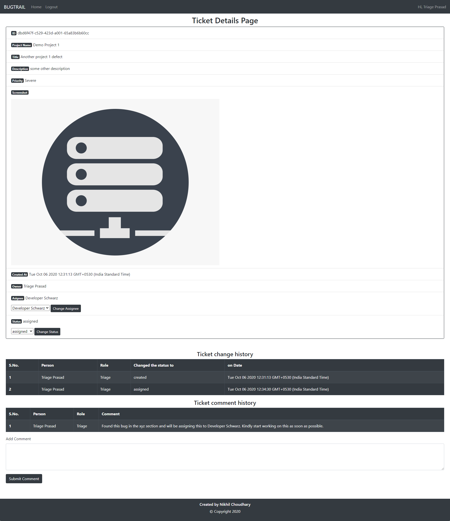 Ticket Details Page