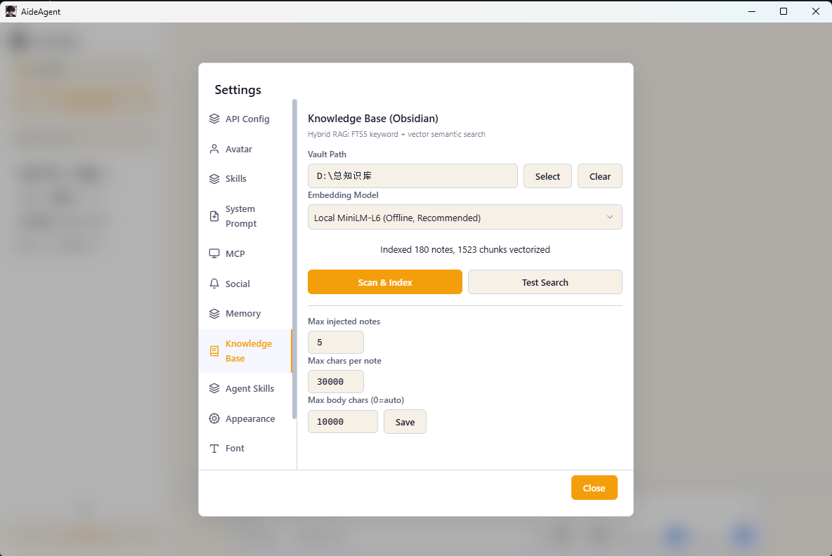 Knowledge base panel