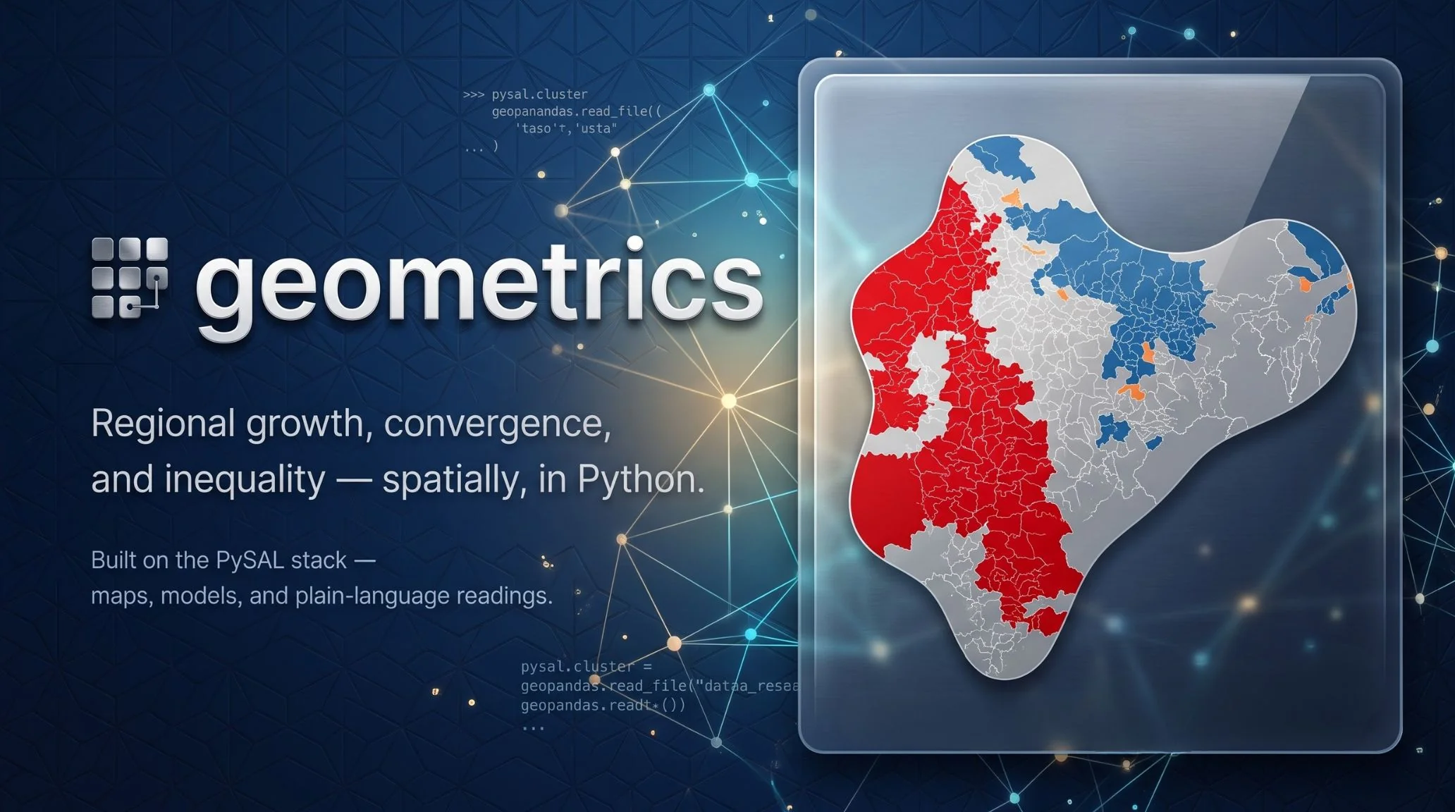 geometrics — regional growth, convergence, and inequality, spatially, in Python