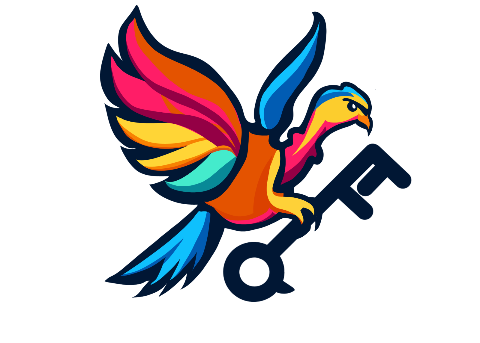 The logo of crypto-condor, depicting a condor holding a key.