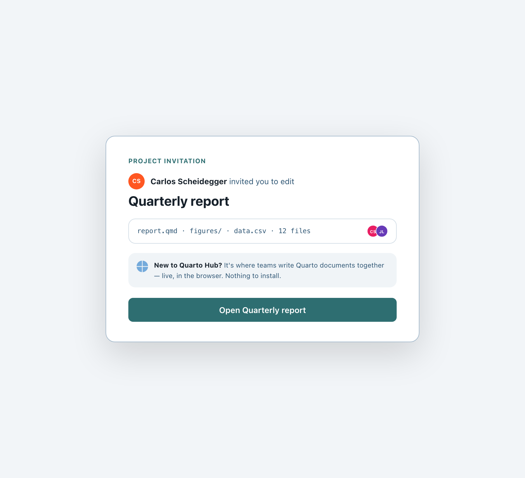 project invite, signed in, light