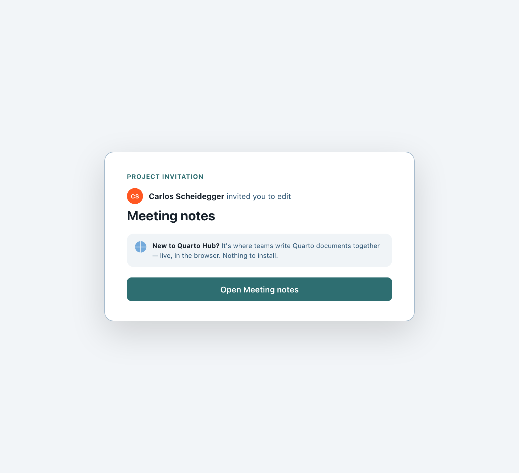 single-file project invite, light
