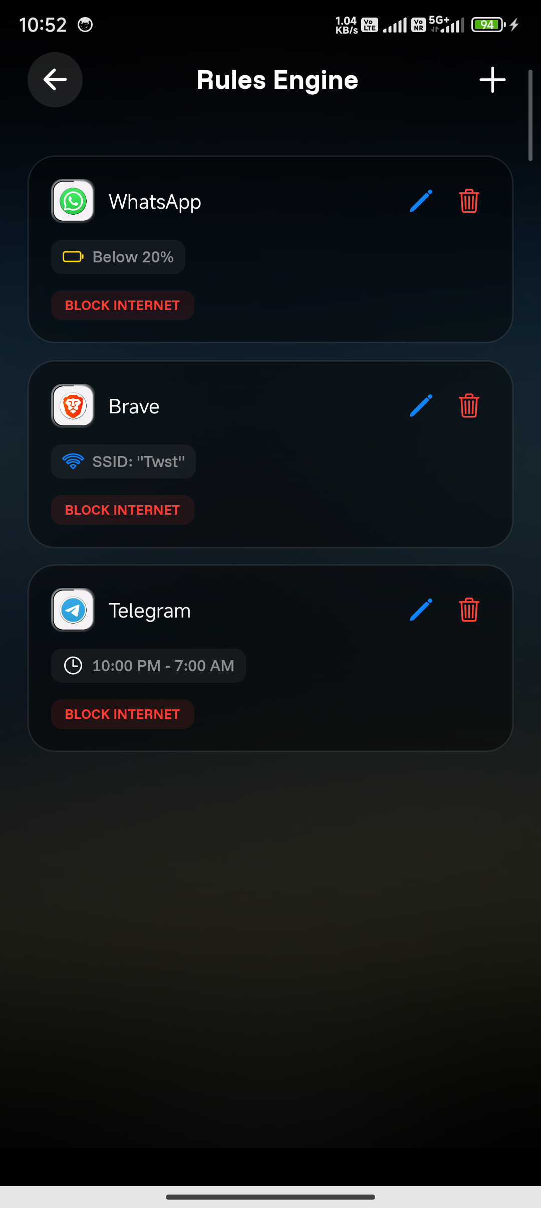 C Sarath Babu's Quarantine. The rules engine, with automated triggers for battery, time and network