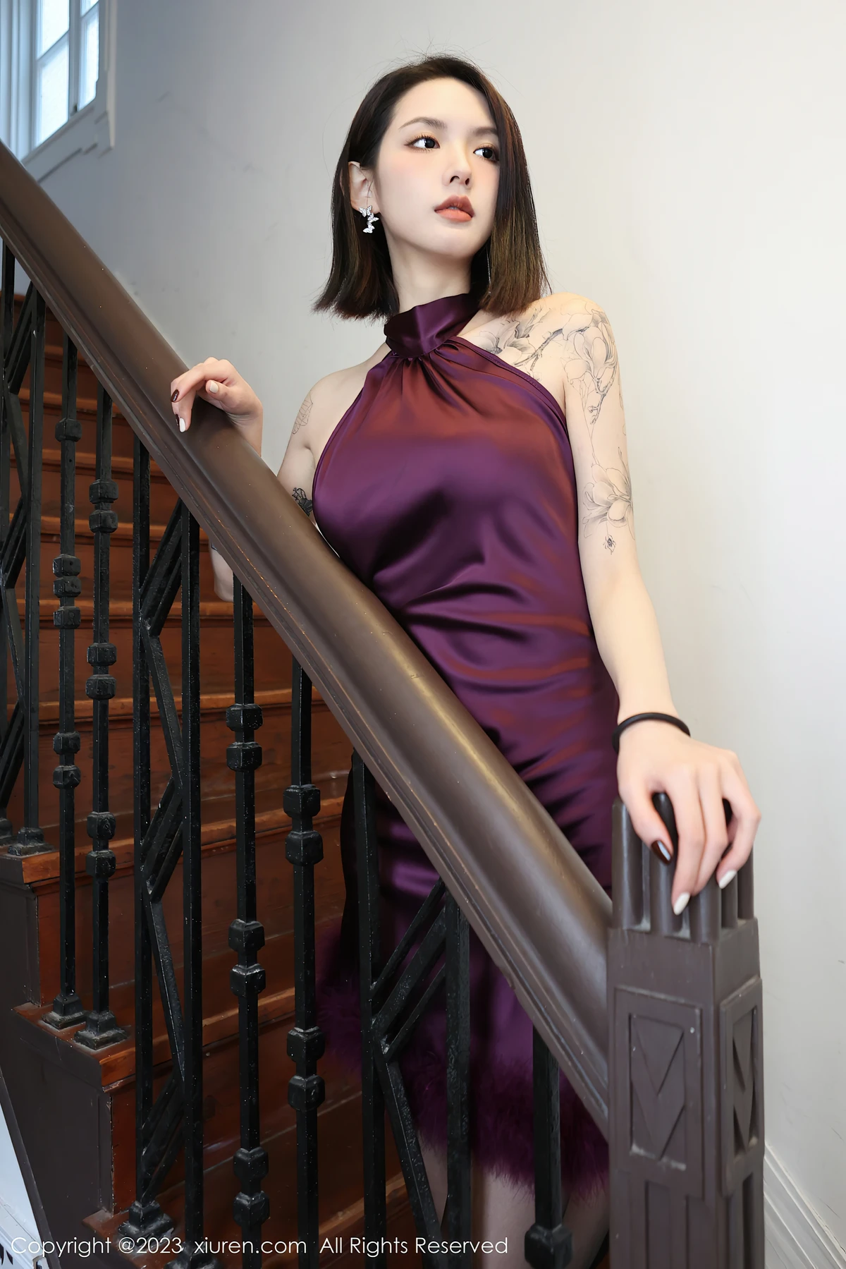 XiuRen No.6280乔一一 紫裙黑丝裹不住的曼妙，这组写真谁看了都想给她拍！ - 7