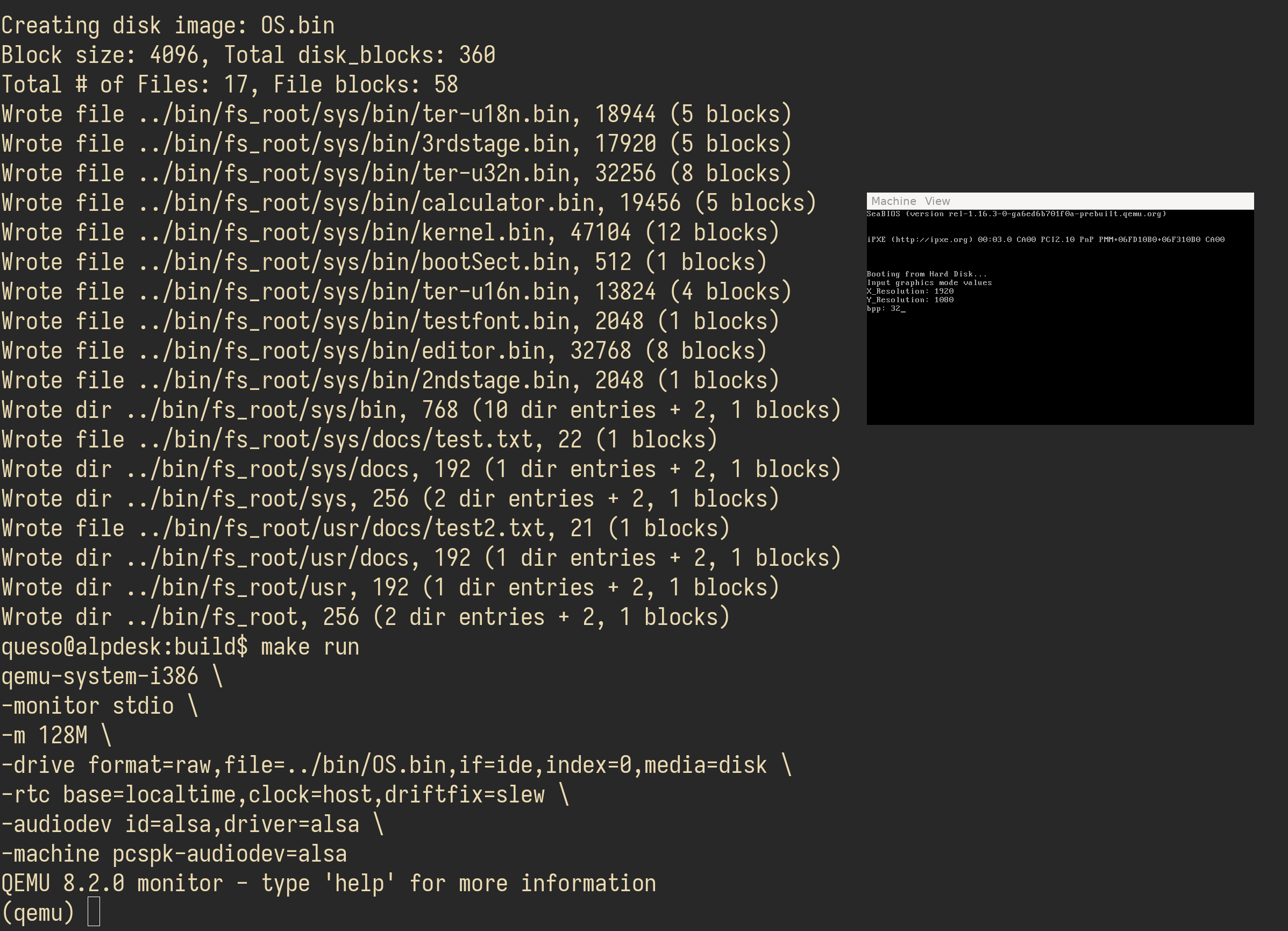 final build output and choosing resolution on boot