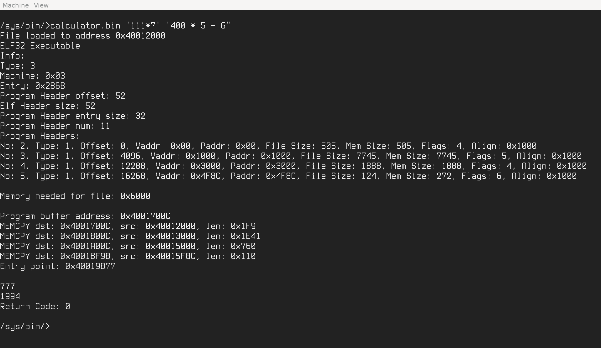 loading and running an ELF32 PIE executable