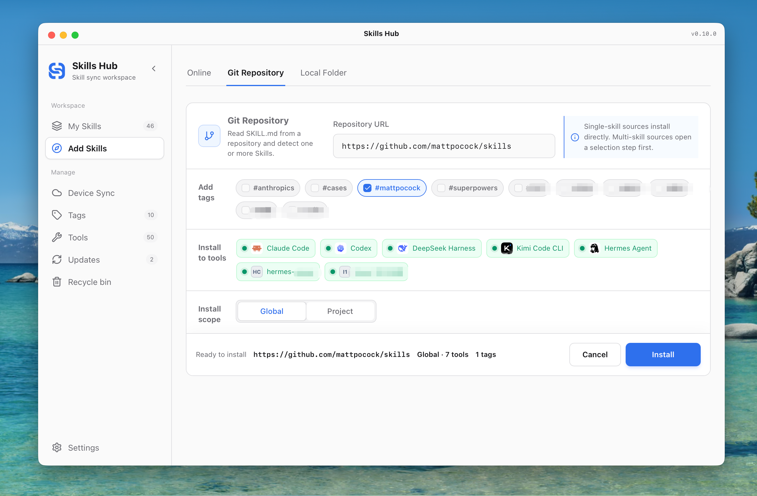 Add a skill from a Git repository