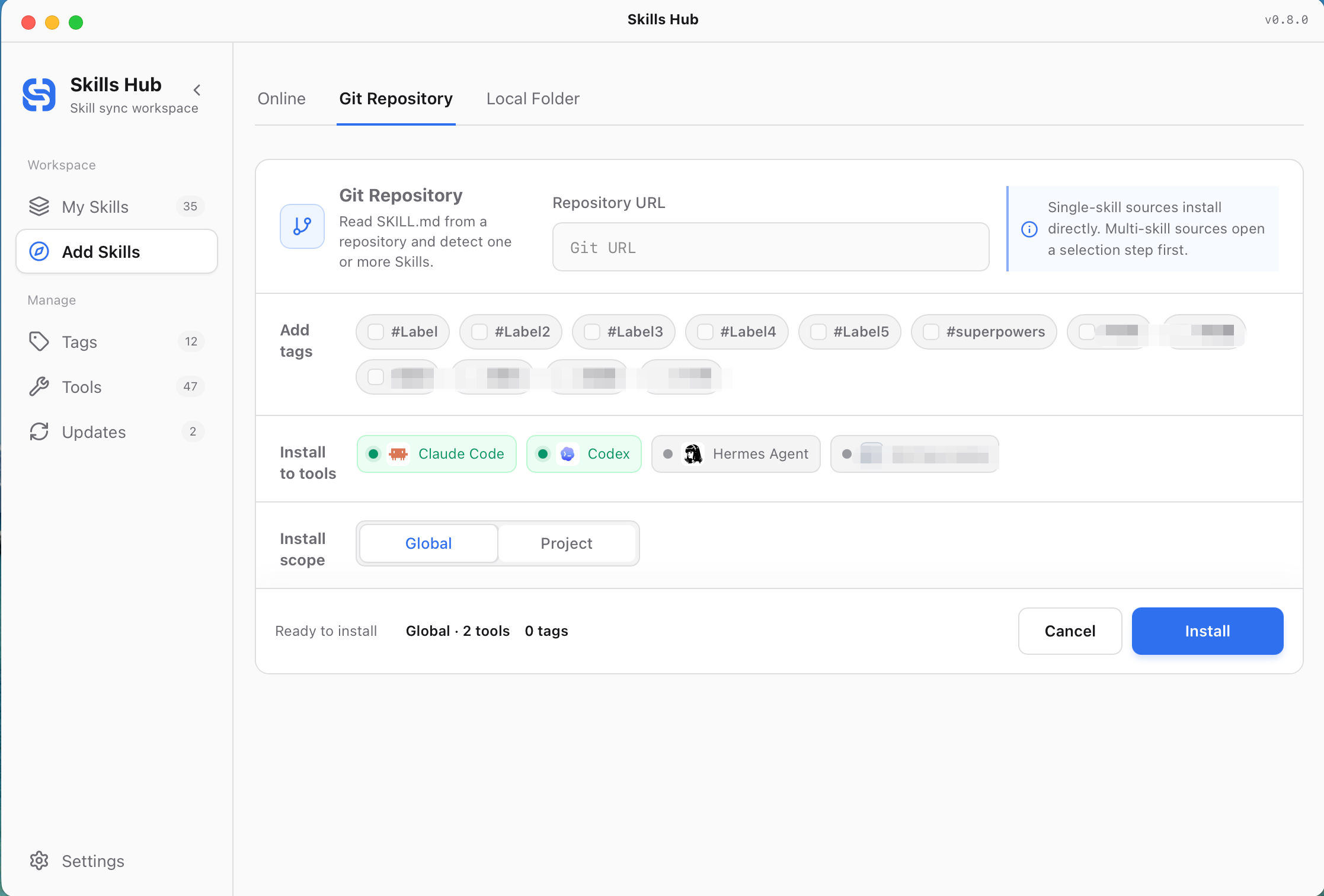 Add a skill from a Git repository
